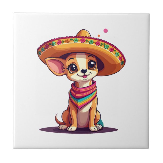 Chihuahua  Mexico  Cinco de Mayo  Funny Dog   (4) Tile (Front)