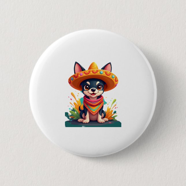 Chihuahua  Mexico  Cinco de Mayo  Funny Dog   (5) 6 Cm Round Badge (Front)