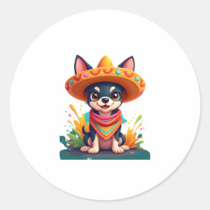 Chihuahua  Mexico  Cinco de Mayo  Funny Dog   (5) Classic Round Sticker
