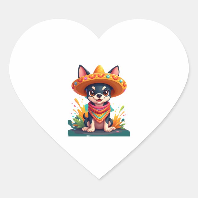 Chihuahua  Mexico  Cinco de Mayo  Funny Dog   (5) Heart Sticker (Front)