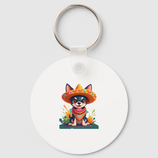 Chihuahua  Mexico  Cinco de Mayo  Funny Dog   (5) Key Ring (Front)