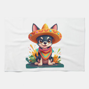 Chihuahua Mexico Cinco de Mayo Funny Dog (5) Tea Towel