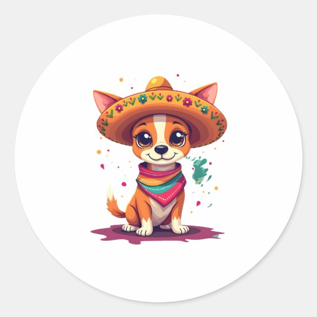Chihuahua  Mexico  Cinco de Mayo  Funny Dog   (6) Classic Round Sticker (Front)