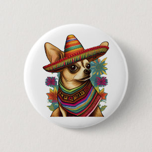Chihuahua Mexico Cinco de Mayo Funny Dog 6 Cm Round Badge