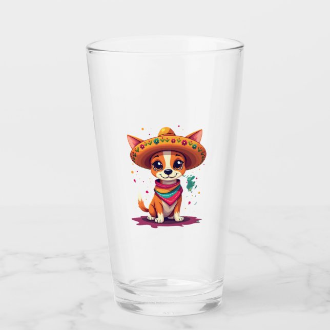 Chihuahua  Mexico  Cinco de Mayo  Funny Dog   (6) Glass (Front)