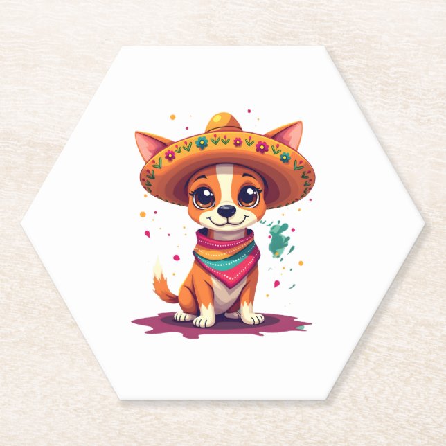 Chihuahua  Mexico  Cinco de Mayo  Funny Dog   (6) Paper Coaster (Front)