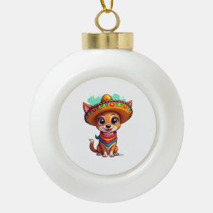 Chihuahua Mexico Cinco de Mayo Funny Dog (7) Ceramic Ball Christmas Ornament