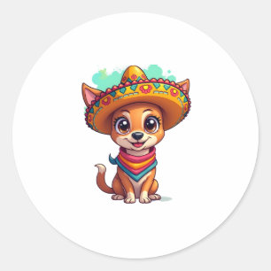Chihuahua  Mexico  Cinco de Mayo  Funny Dog   (7) Classic Round Sticker