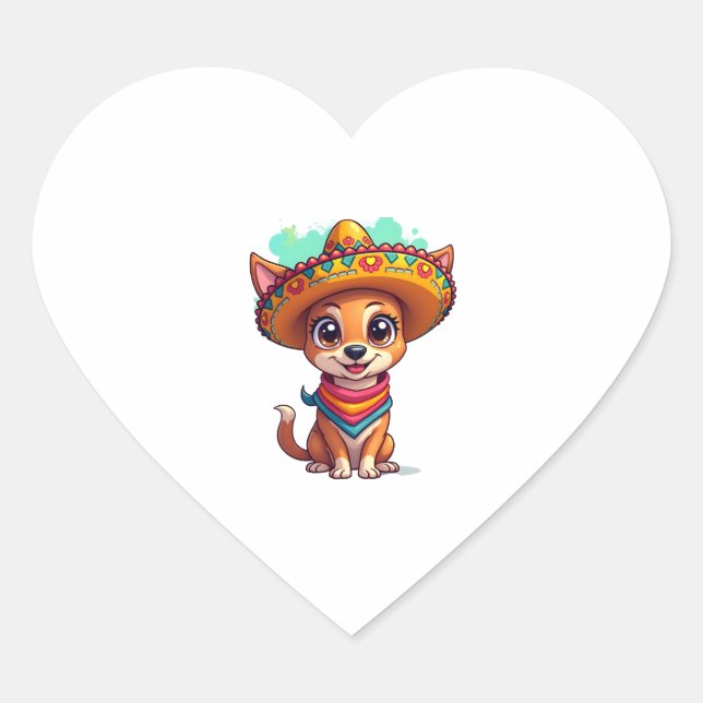 Chihuahua  Mexico  Cinco de Mayo  Funny Dog   (7) Heart Sticker (Front)