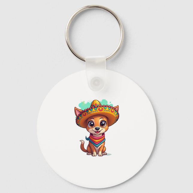 Chihuahua  Mexico  Cinco de Mayo  Funny Dog   (7) Key Ring (Front)