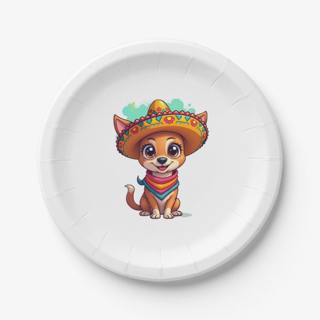 Chihuahua  Mexico  Cinco de Mayo  Funny Dog   (7) Paper Plate (Front)