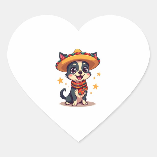 Chihuahua  Mexico  Cinco de Mayo  Funny Dog  Copy Heart Sticker (Front)