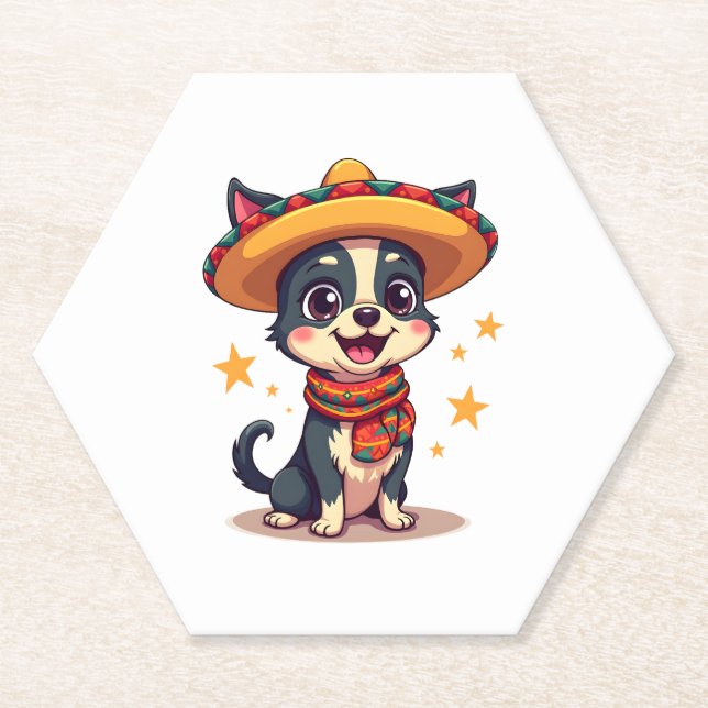 Chihuahua  Mexico  Cinco de Mayo  Funny Dog  Copy Paper Coaster (Front)