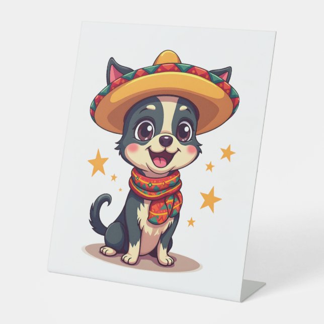 Chihuahua  Mexico  Cinco de Mayo  Funny Dog  Copy Pedestal Sign (Front)