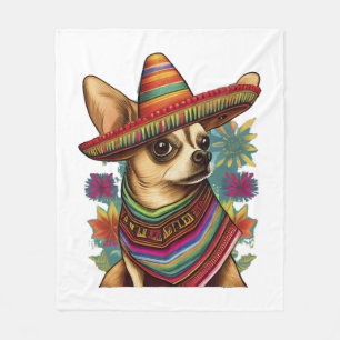 Chihuahua Mexico Cinco de Mayo Funny Dog Fleece Blanket