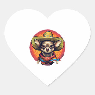 Chihuahua Mexico Cinco de Mayo Funny Dog Heart Sticker
