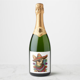 Chihuahua Mexico Cinco de Mayo Funny Dog Sparkling Wine Label