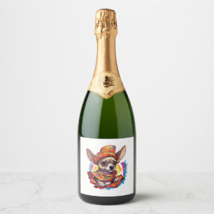 Chihuahua Mexico Cinco de Mayo Funny Dog Sparkling Wine Label