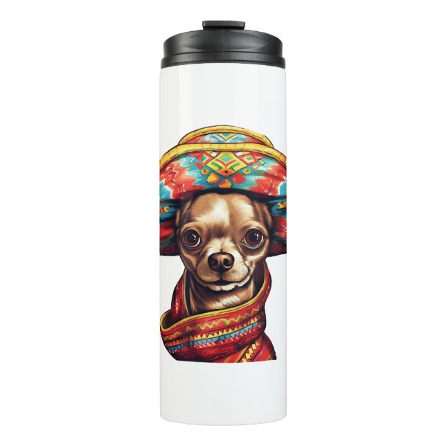 Chihuahua  Mexico  Cinco de Mayo  Funny Dog    Thermal Tumbler (Front)