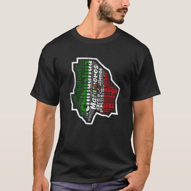 Chihuahua Mexico Mapa Bandera Mexicana State T-Shirt (Front)