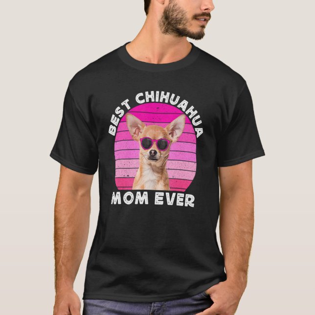 Chihuahua Mom For Women Retro Brown Chiwawa  Dog M T-Shirt (Front)