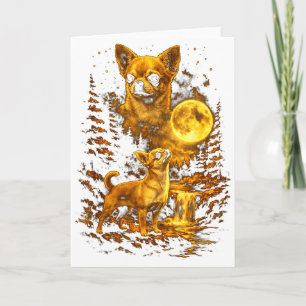 Chihuahua moonlit night art chihuahua howling at card