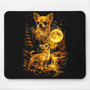 Chihuahua moonlit night art chihuahua howling at mouse mat