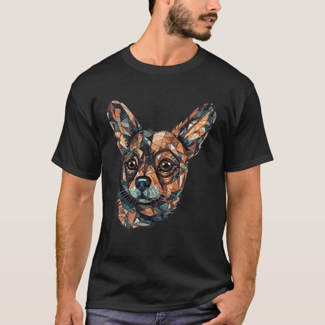 Chihuahua Mosaic Geometrical Art Dog Colourful Cut T-Shirt (Front)