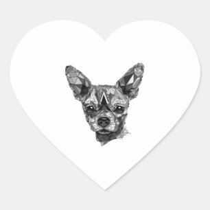 Chihuahua Mosaic Geometrical Art Dog Heart Sticker