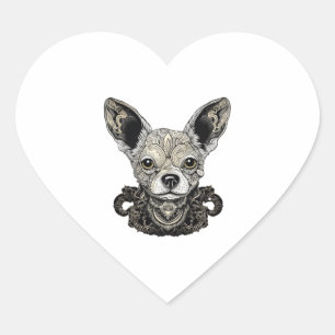 Chihuahua Mosaic Geometrical Art Dog Heart Sticker