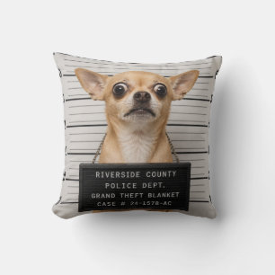 Chihuahua Mugshot: Grand Theft Blanket Cushion