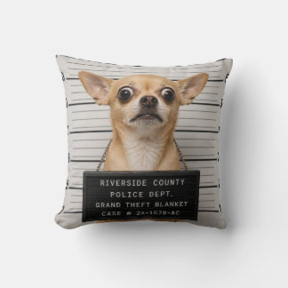 Chihuahua Mugshot: Grand Theft Blanket Cushion