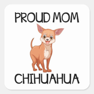 Chihuahua Mum Puppy Dog Puppies Cartoon Chiwawa Square Sticker