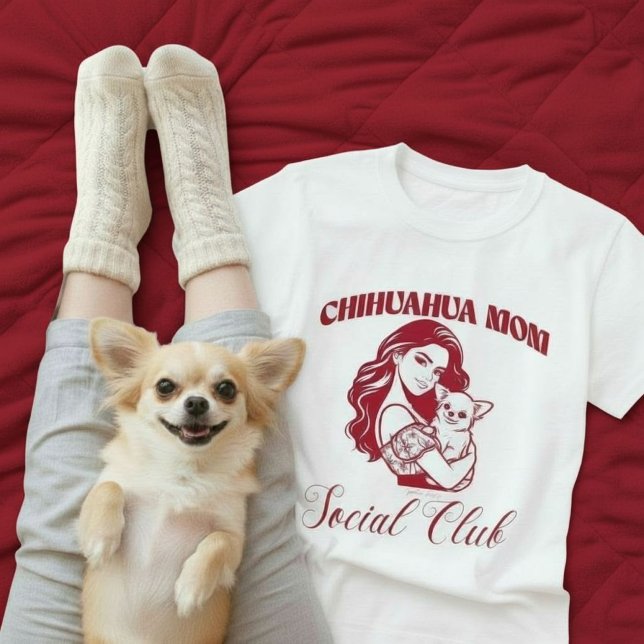Chihuahua Mum Social Club Line Art Dog Owner Gift  T-Shirt (Chihuahua Mom Social Club Line Art Dog Owner Gift T-Shirt.)