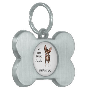 Chihuahua My Best Friend Custom Dog Bone Name Pet Pet ID Tag