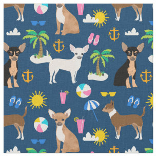 Chihuahua navy blue beach day summer fabric