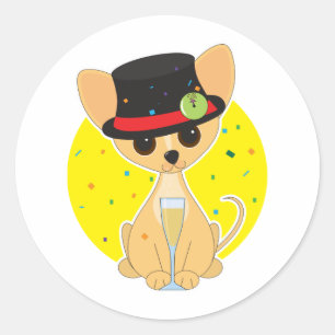 Chihuahua New Year Classic Round Sticker