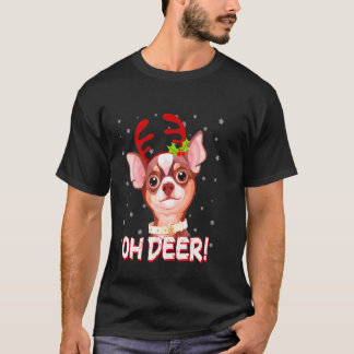 Chihuahua Oh Deer Reindeer Woman Christmas Xmas T-Shirt