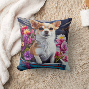 Chihuahua on a Paddle: A Scenic Adventure Cushion