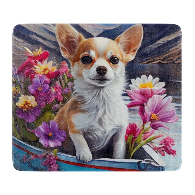 Chihuahua on a Paddle: A Scenic Adventure Cutting Board (Front)