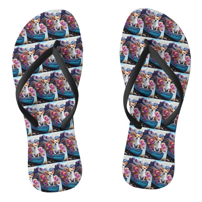 Chihuahua on a Paddle: A Scenic Adventure  Flip Flops (Footbed)