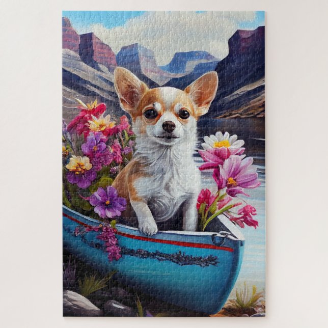 Chihuahua on a Paddle: A Scenic Adventure Jigsaw Puzzle (Vertical)