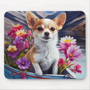Chihuahua on a Paddle: A Scenic Adventure Mouse Mat