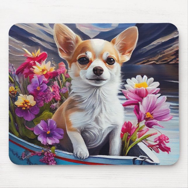 Chihuahua on a Paddle: A Scenic Adventure Mouse Mat (Front)