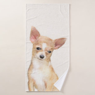 Chihuahua Painting - Cute Original Dog Art Bath Towel Set