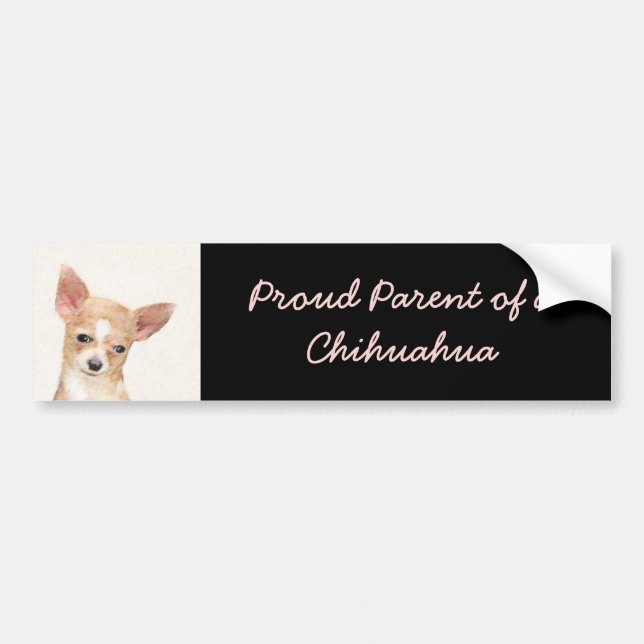 Chihuahua Painting - Cute Original Dog Art Bumper Sticker (Front)