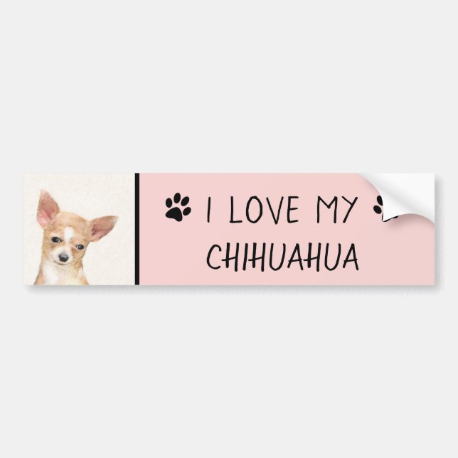 Chihuahua Painting - Cute Original Dog Art Bumper Sticker (Front)