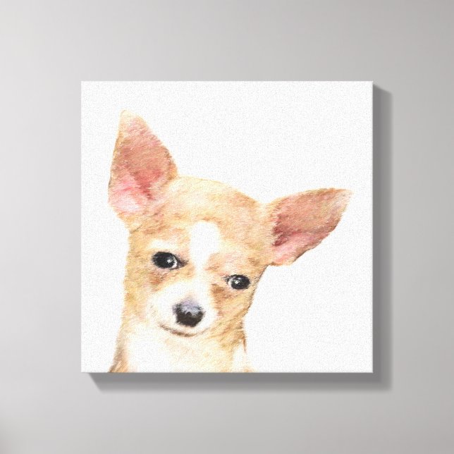 Chihuahua Painting - Cute Original Dog Art Canvas Print (Front)