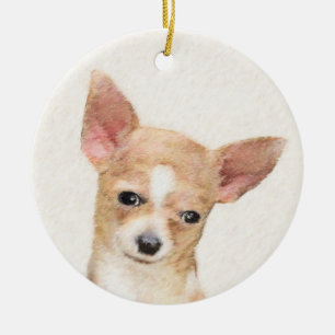 Chihuahua Painting - Cute Original Dog Art Ceramic Tree Decoration