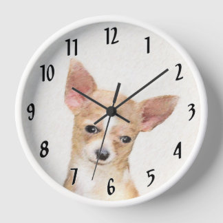 Chihuahua Painting - Cute Original Dog Art Clock